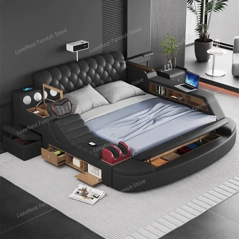 Multi Functional Double Bed Projector Frame Headboard Tatami Bedroom