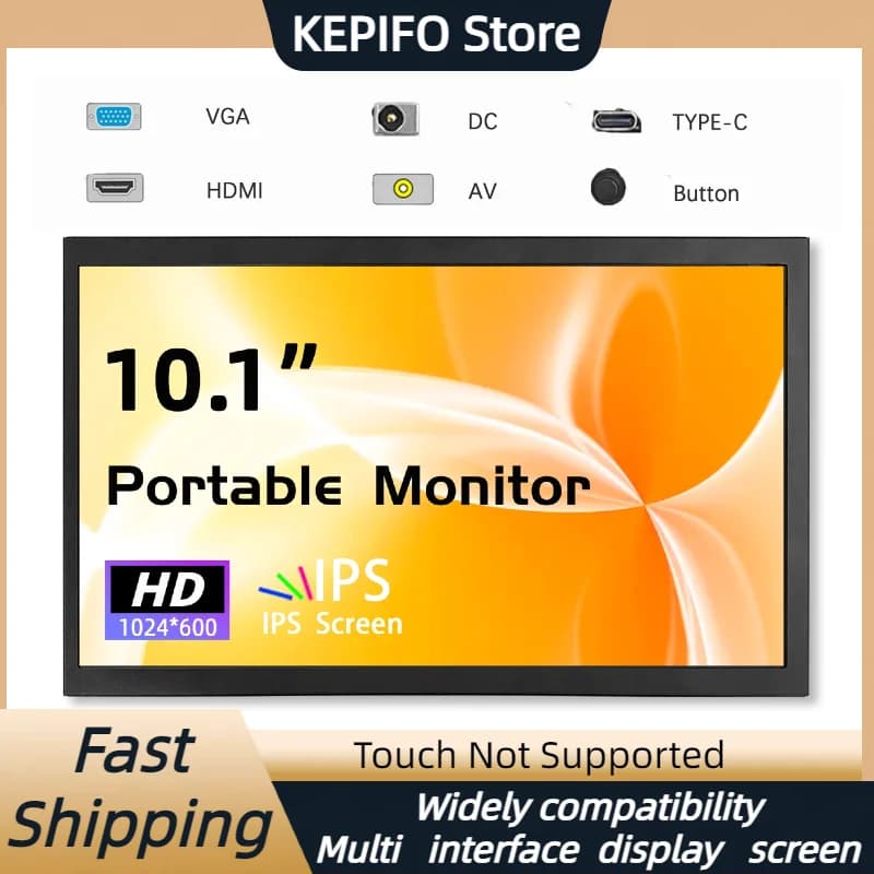 10 Inch Monitor 1024x600 IPS LCD HDMI Compatible VGA AV Input DC