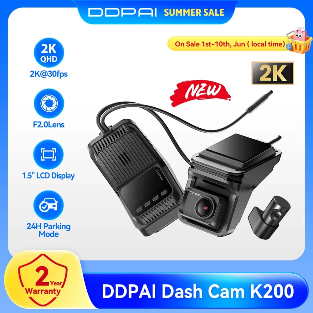 DDPAI Dash Cam K200 2K 1080P Dual-channel 1.5'' LCD Display 24H Parking Mode WiFi