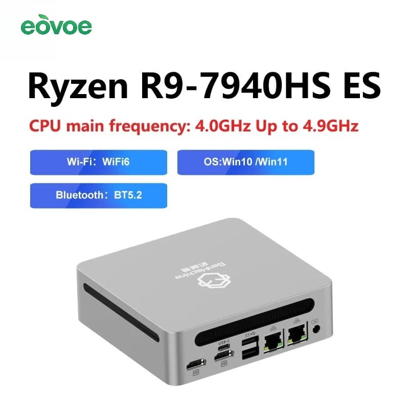 EOVOE AMD Ryzen7 Ryzen9 MINI PC Win11 DDR5 32GB 6400MHZ RAM M.2 2280 SSD WiFi 6 BT5.2
