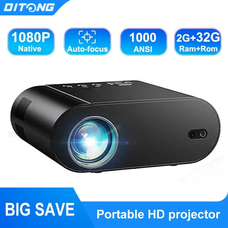 DITONG Projector 4K Android Dual WiFi 6 And Bluetooth Auto Keystone