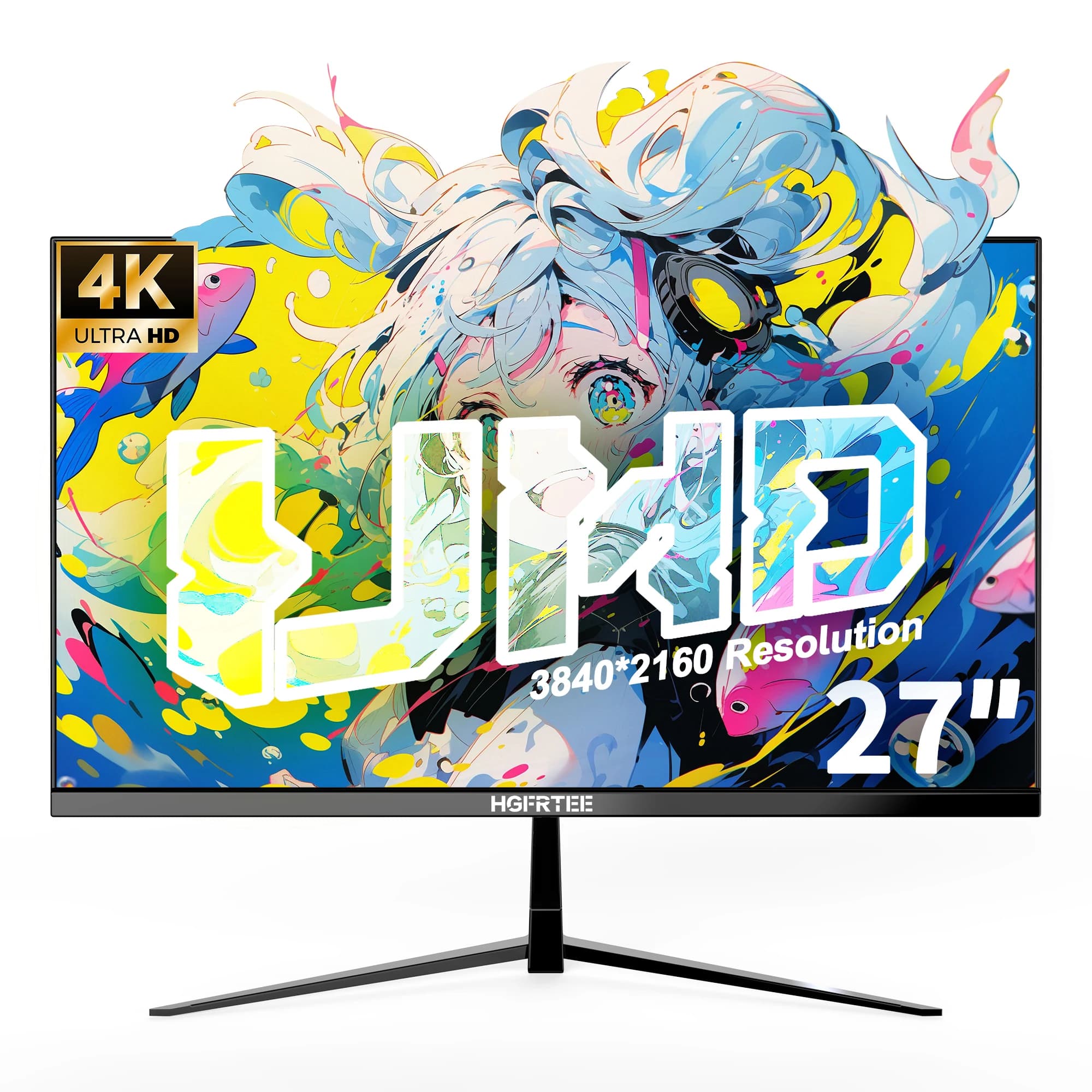 HGFRTEE 4K 27 Inch Monitor 3840 2160 Office Computers 99%SRGB 10BIT