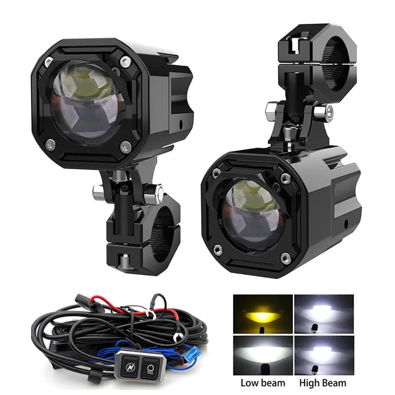Motorcycle LED Spotlight Auxiliary Headlight Fog Light Mini Projector White 6000K