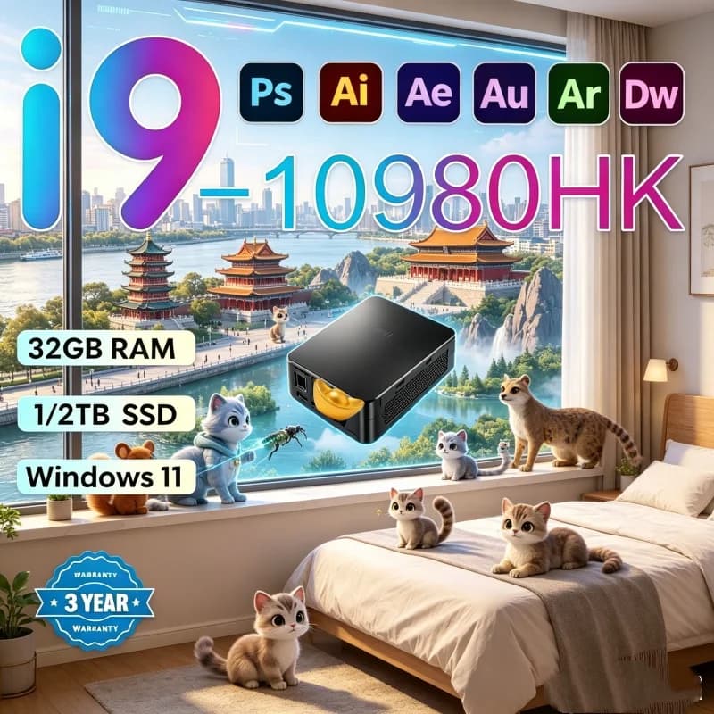 Radiant Peregrine MINI PC Equipped Windows 11 Pro Core I9 RAM 1TB SSD WiFi 6 BT5.2 4K