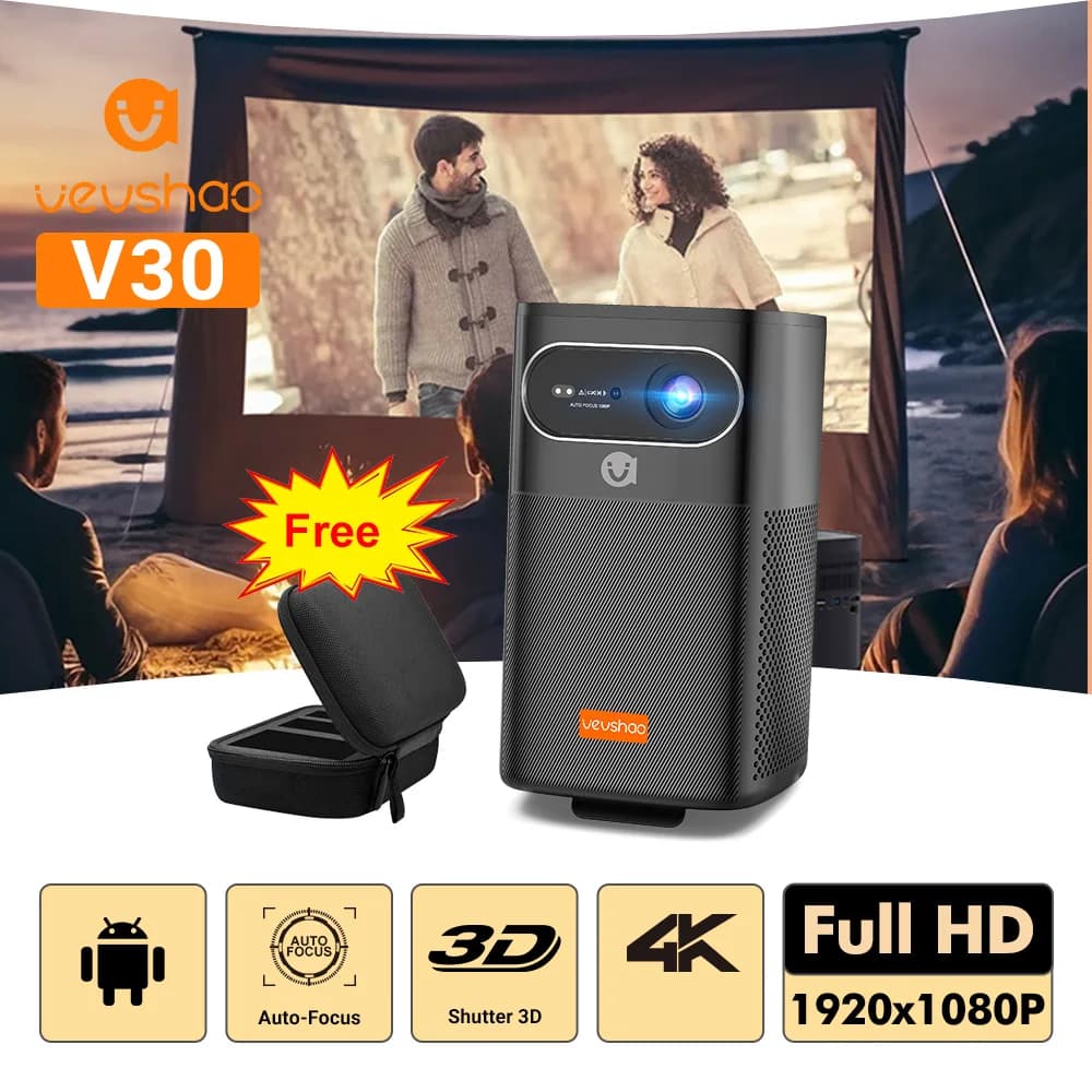 Vevshao V30 3D 4K Mini Projector Cinema Android WiFi 1080P Video LED