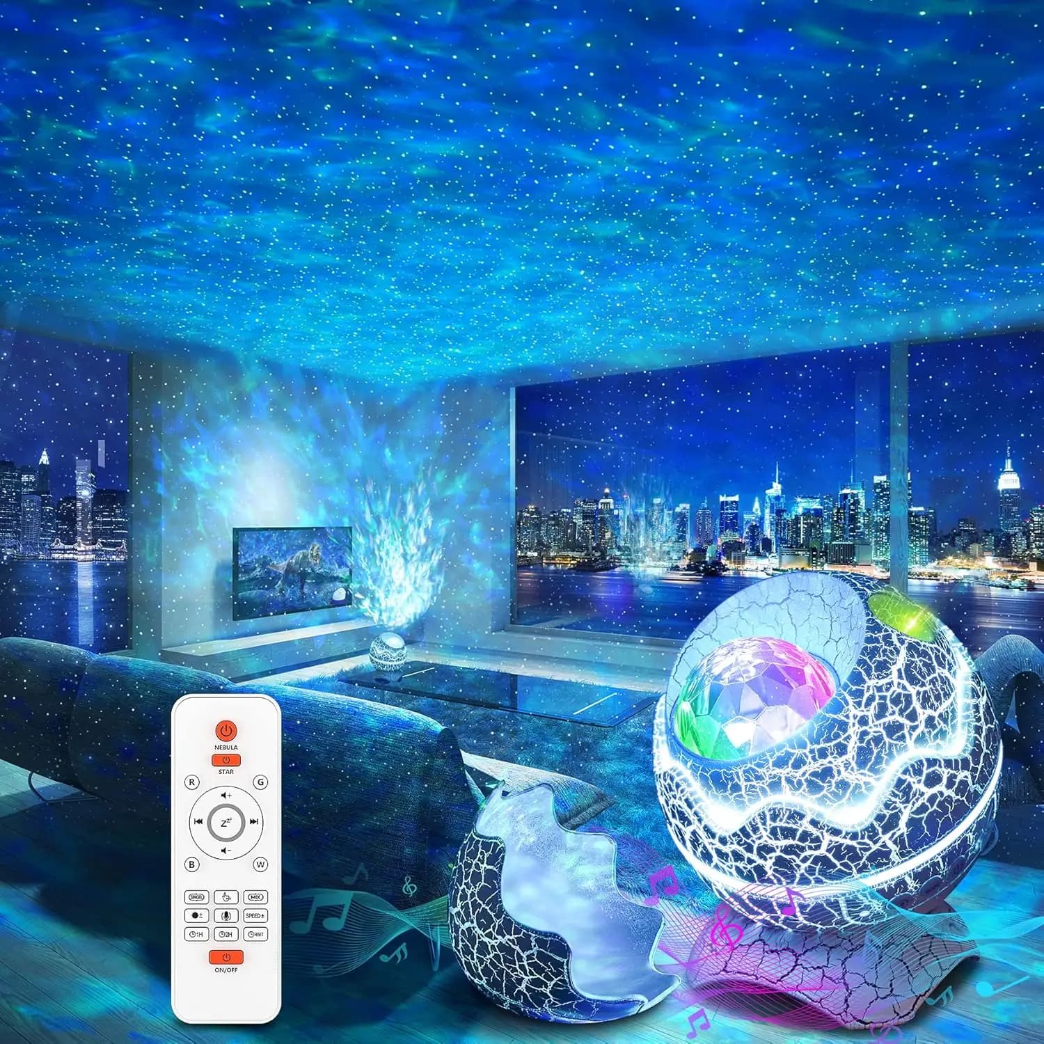 Galaxy Projector Bluetooth Speaker White Noise & Timer - Starry Night