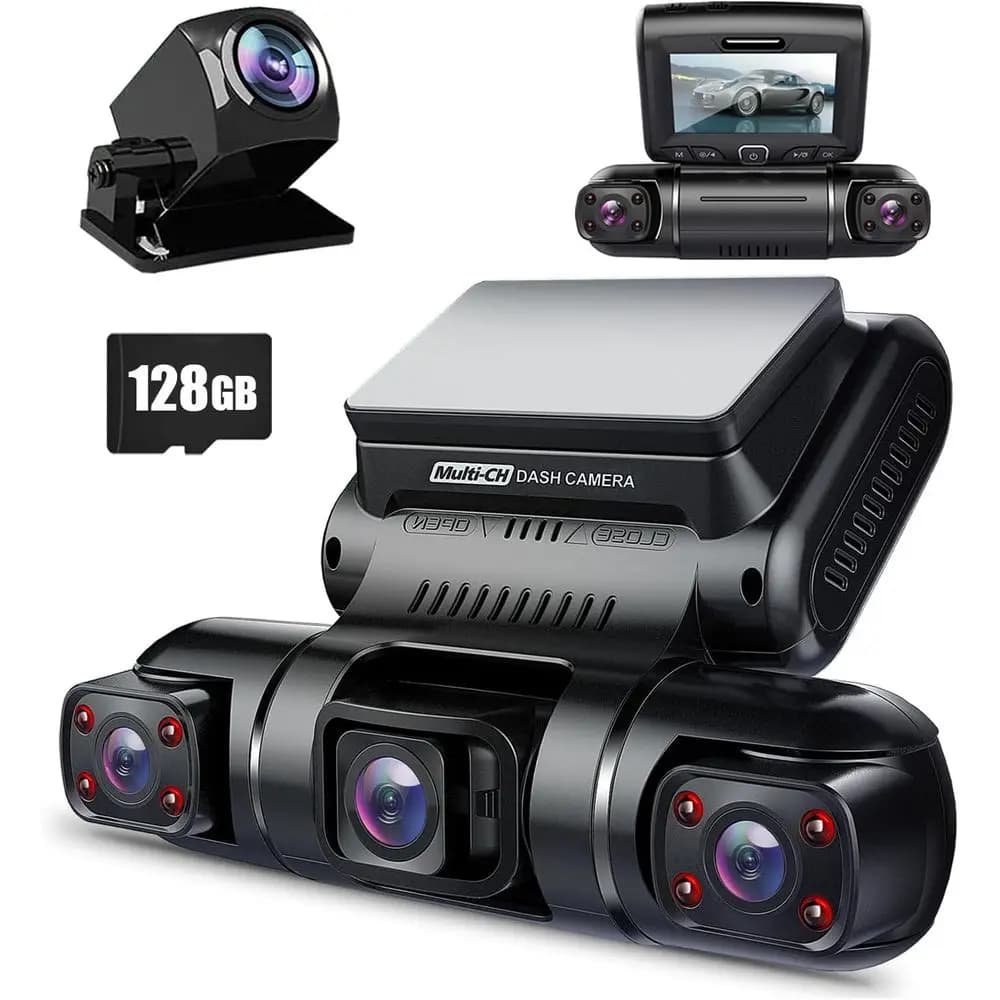 4-Channel Dash Cam Front Rear And Interior Cameras GPS Night Vision 24