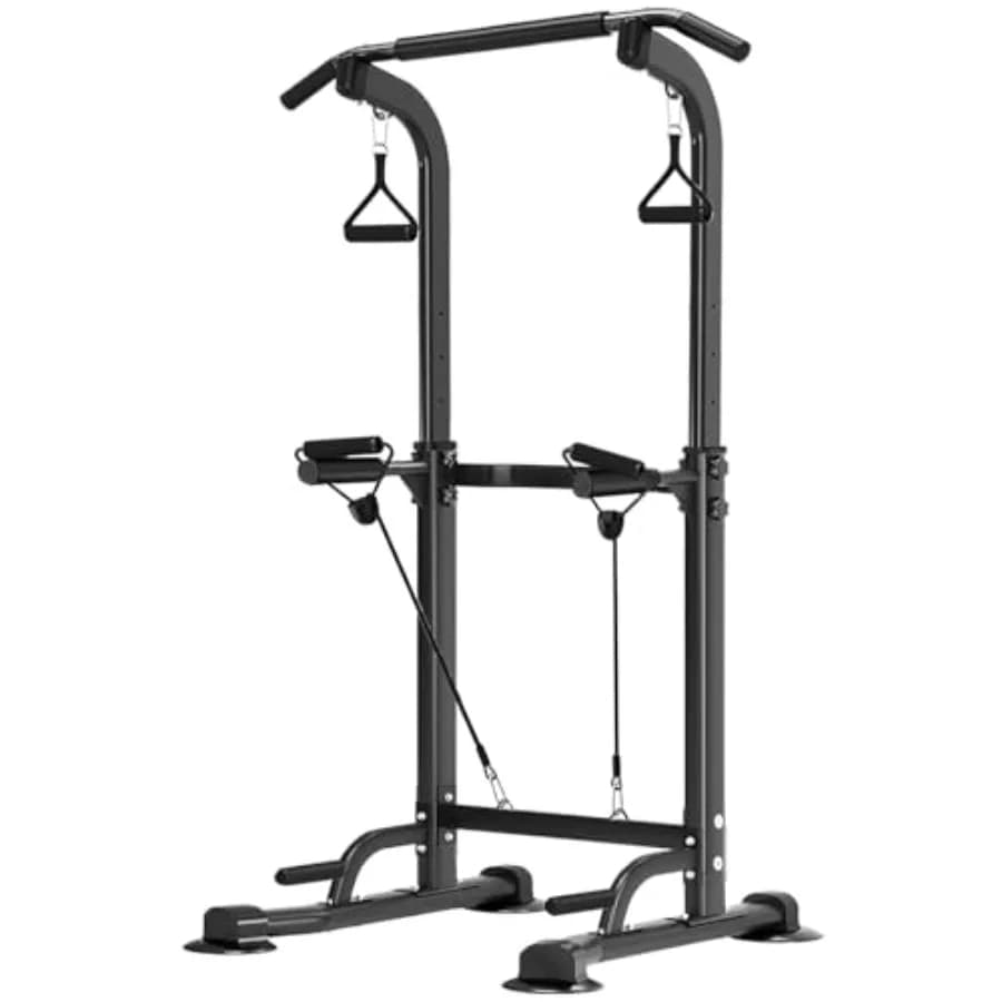 Power Tower Pull Up Bar Height Adjustable Home Gym Equipment Steel