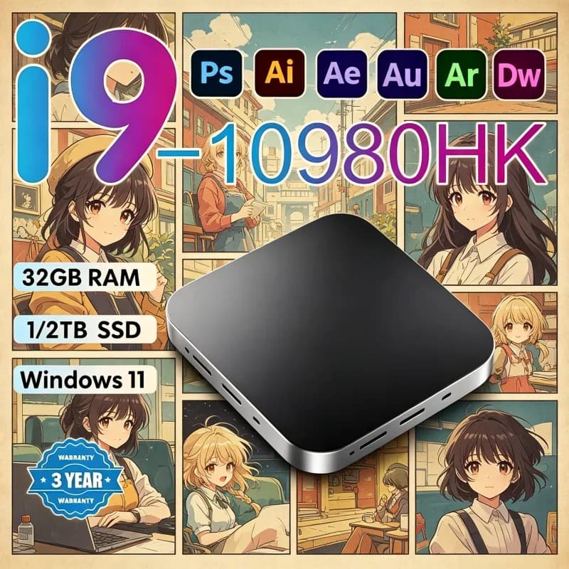 Refined All-round MINI PC Configured Windows 11 Pro Core I9 32GB RAM 1TB 2TB SSD WiFi