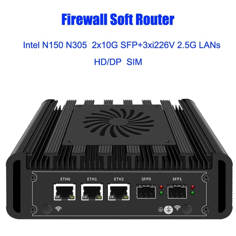 12TH Gen Intel i3 N300 ES N100 Fanless Mini PC 2 10G SFP 3 i226-V 2.5G
