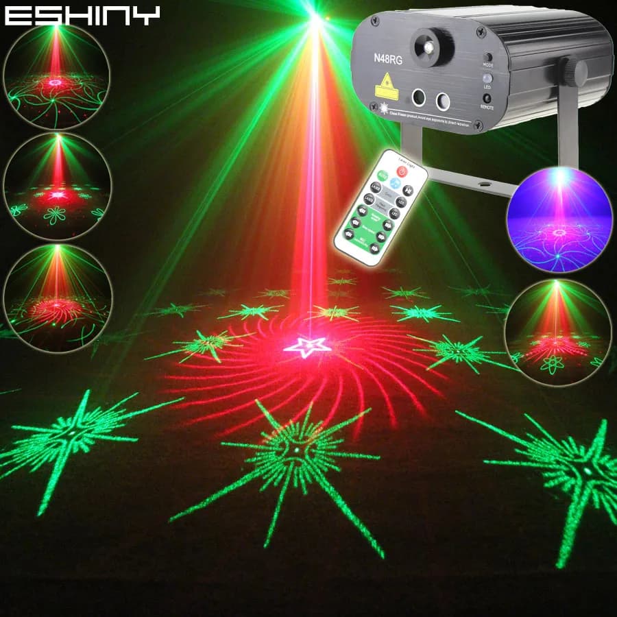 ESHINY R&G Laser 64 Patterns Projector Gobo Bar DJ Light Dance Disco