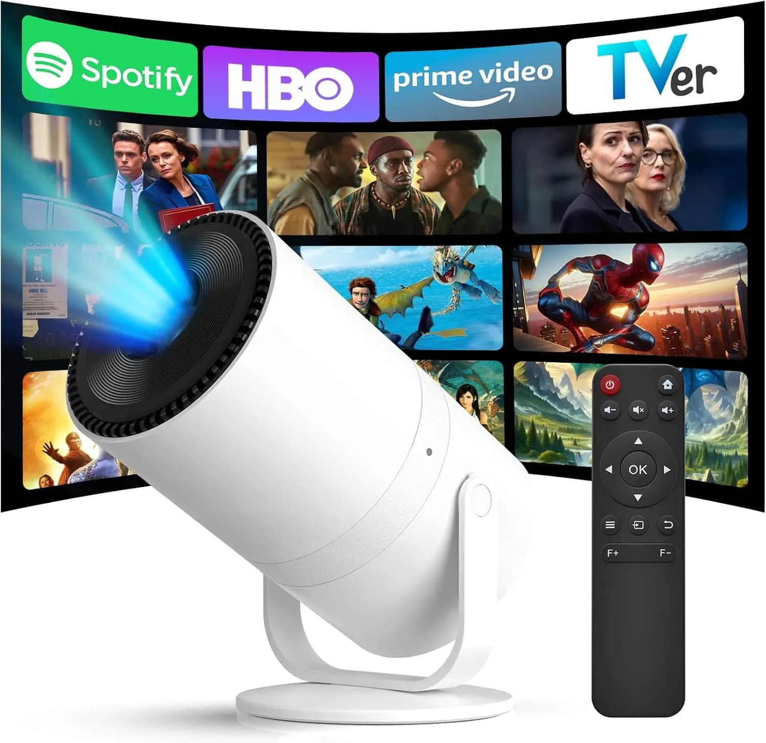 Mini Projector WiFi & Bluetooth 1080P Electric Focus Android 12 Auto