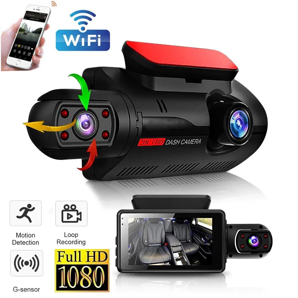 Dual Lens Dash Cam For Cars Black Box HD 1080P Car Video Recorder WiFi