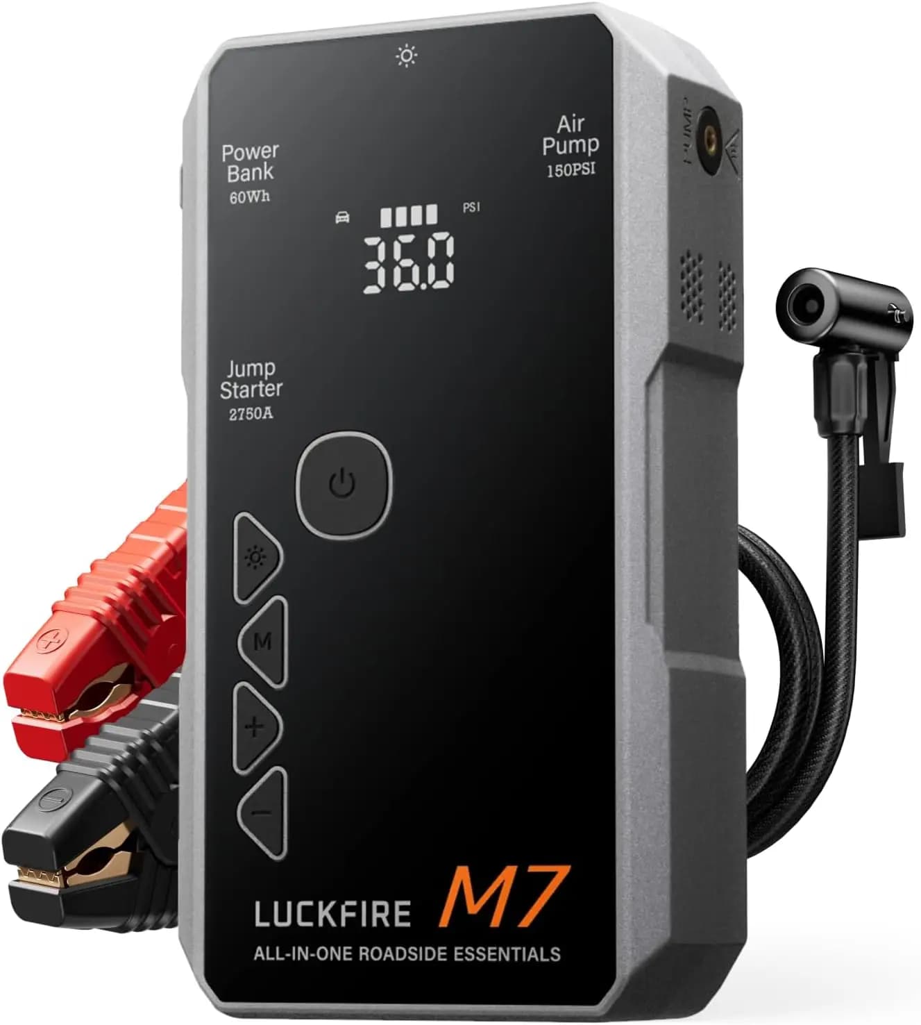 12V Jump Starter with Air Compressor, Tuv Certified 60Wh Power Bank for Gas/Diesel Engines