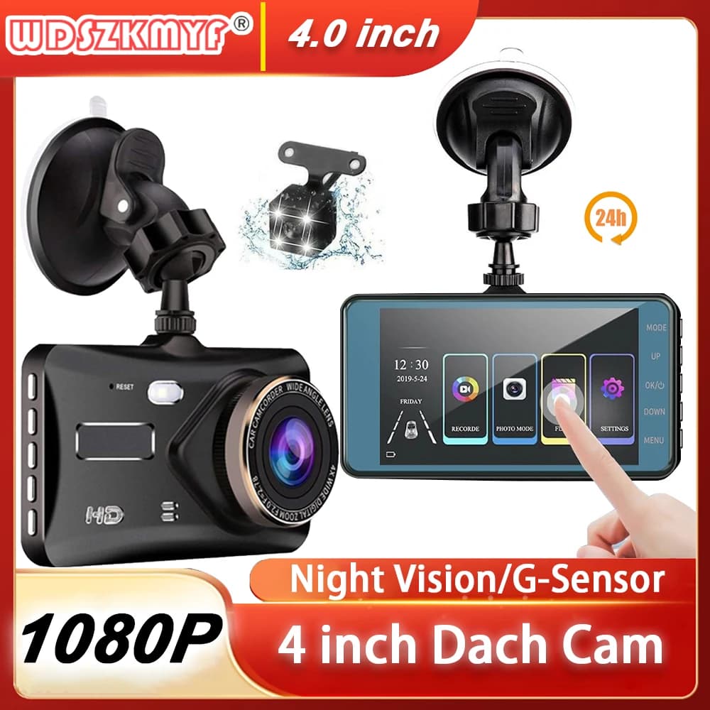 4inch Touch Screen Car DVR 24H HD 1080P IPS Dash Cam Front And Rear