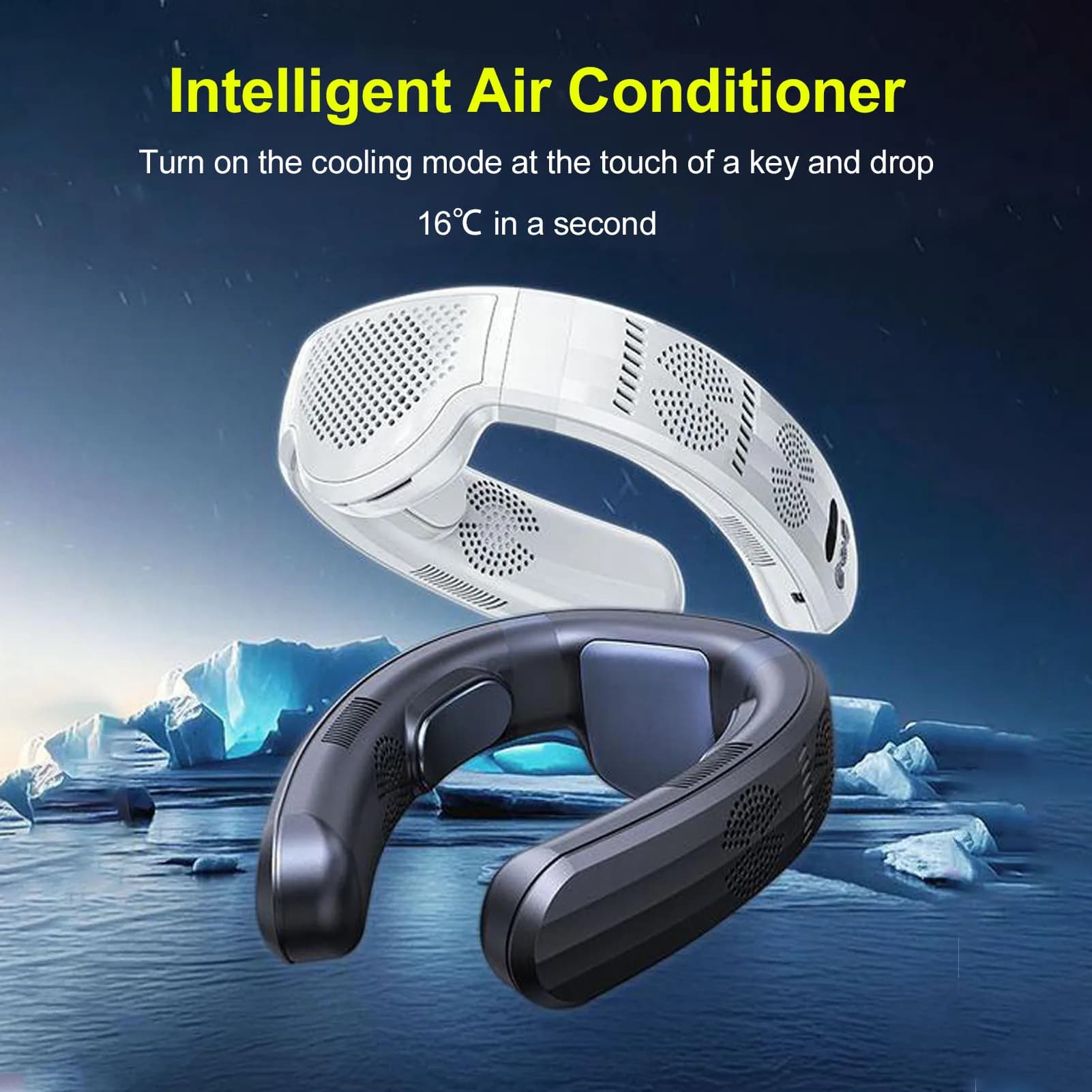 Neck Fan Battery Operated 3 Speeds Cooling And Heating Dual Use