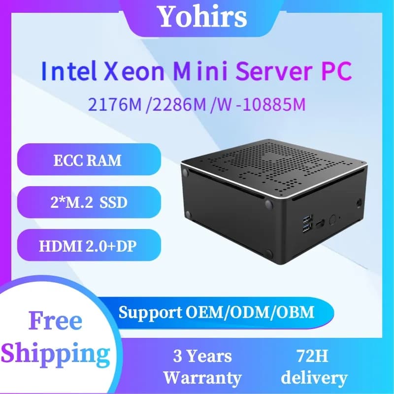 Yohirs Intel Xeon W-10885M E3-1545M V5 2176M 2286M 2LAN Mini PC Windows11 ECC RAM M.2 NVMe
