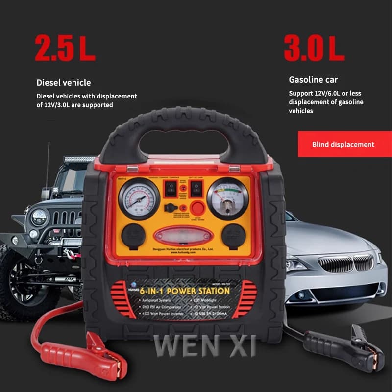 12 24V 22KMAH Power Station Jump Starter 260 PSI Tire Inflator Air Compressor 400W