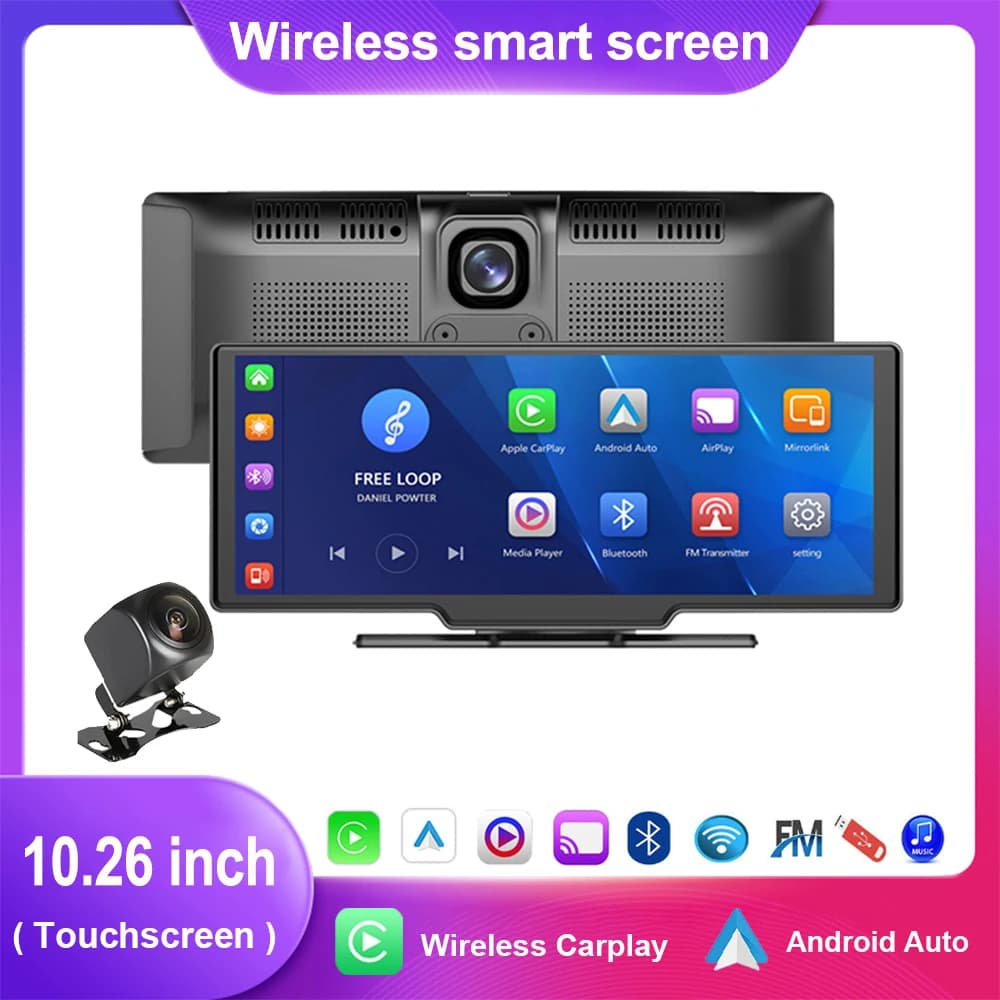 DVR 10.26 In For Car 4K Dash Cam Wireless Carplay & Android Auto GPS
