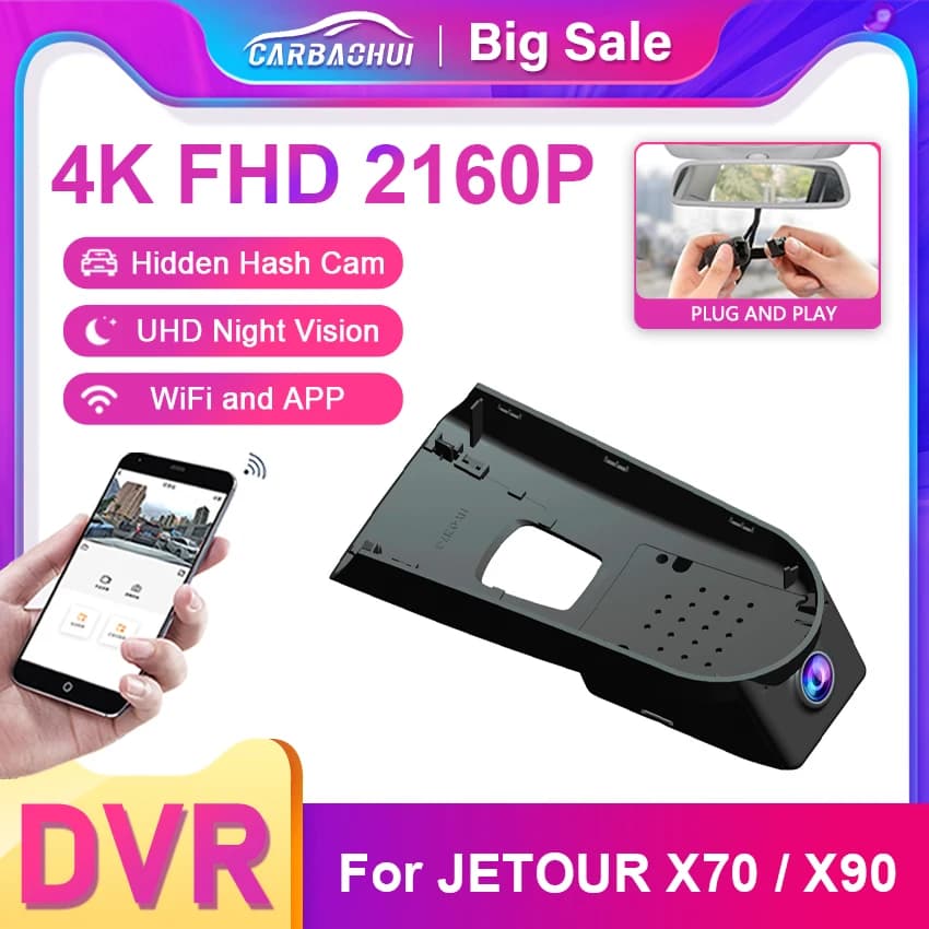 4K HD WiFi Car DVR Video Recorder Dual Lens Dash Cam For JETOUR