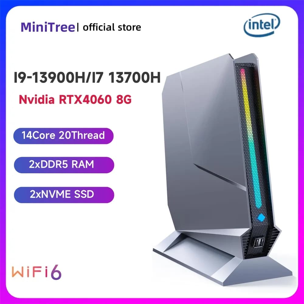 Desktop Mini Computer Core i9 Nvidia RTX4060 8G Graphic Win11 Pro Office AI Design PC 64GB