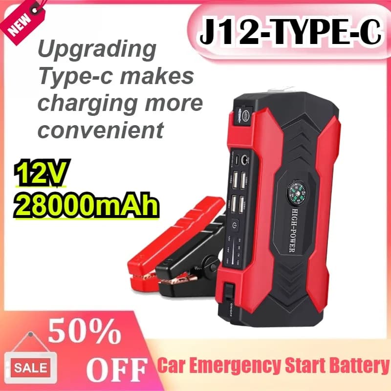 J12-TYPE-C 28000MAH Car Jump Starter 3000A Starting Device Power Bank