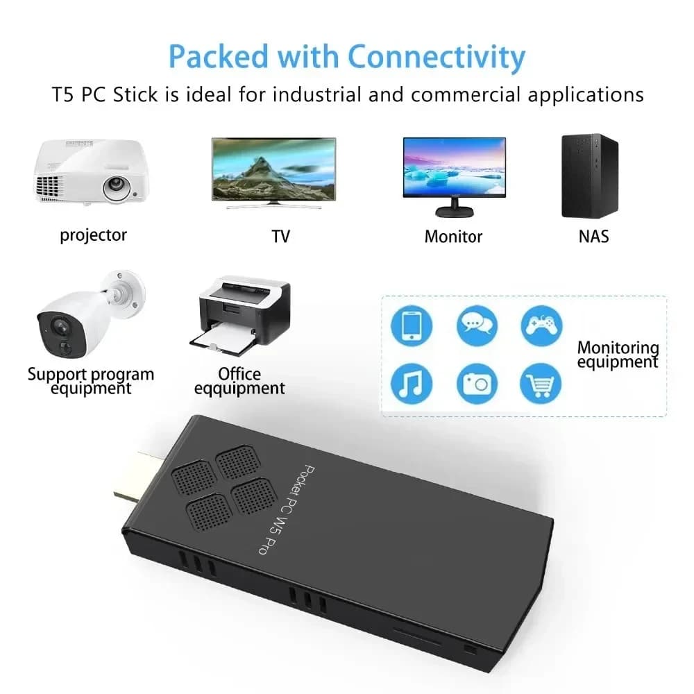 T5 W5 PRO Mini PC Windows 10 Home Computer Pocket Atom X5-Z8350 8GB RAM 128GB ROM