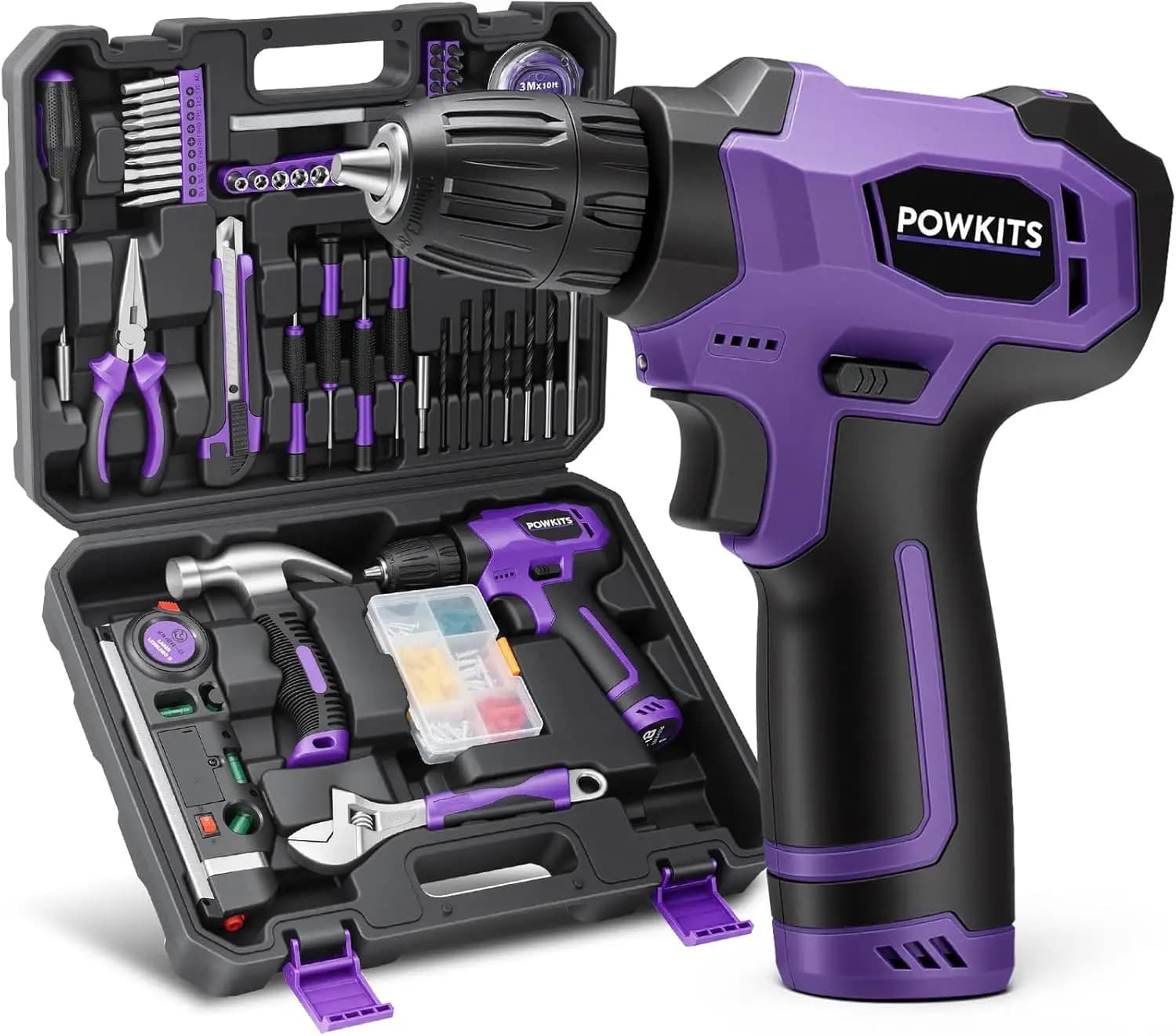 8V Cordless Drill Set 139-Piece Tool Kit LED Light Rechargeable Power
