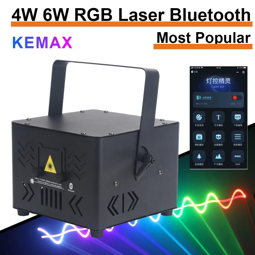 4W 6W Wireless DJ Laser Cube Bluetooth APP Disco Ligh DMX Animation